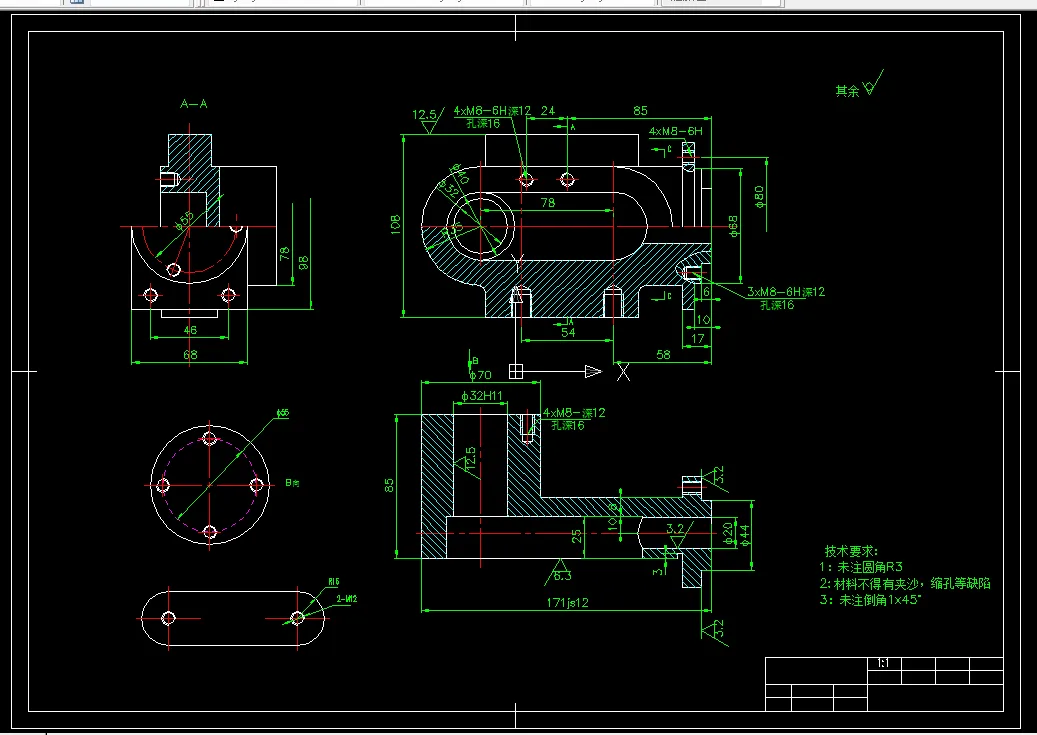 M195-底座的工艺规程及攻4XM8-6H深12孔深16螺纹的工装夹具设计