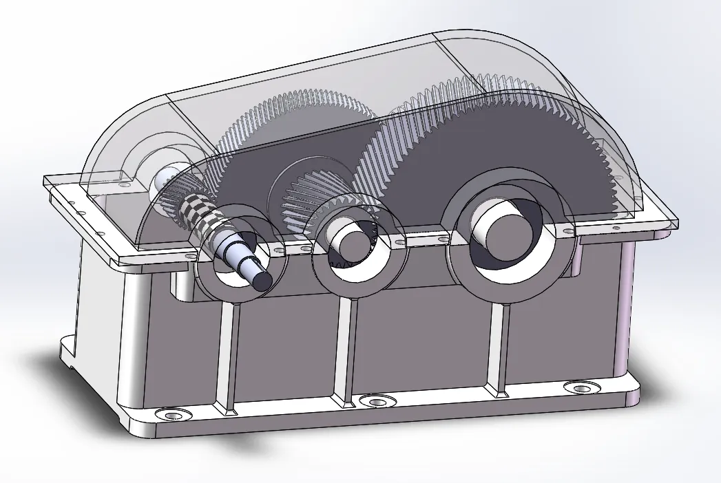 M313-V带传动二级圆柱斜齿轮减速器设计【含SW三维】F1.9,V1.3,D300