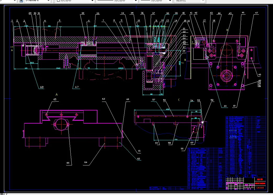 横向进给装配图