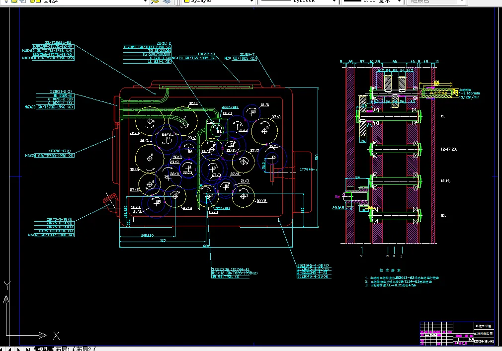 右主轴箱装配图