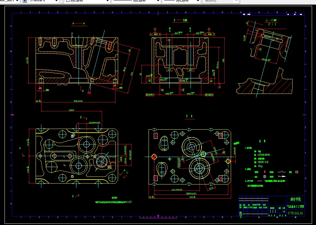 气缸盖加工工序图