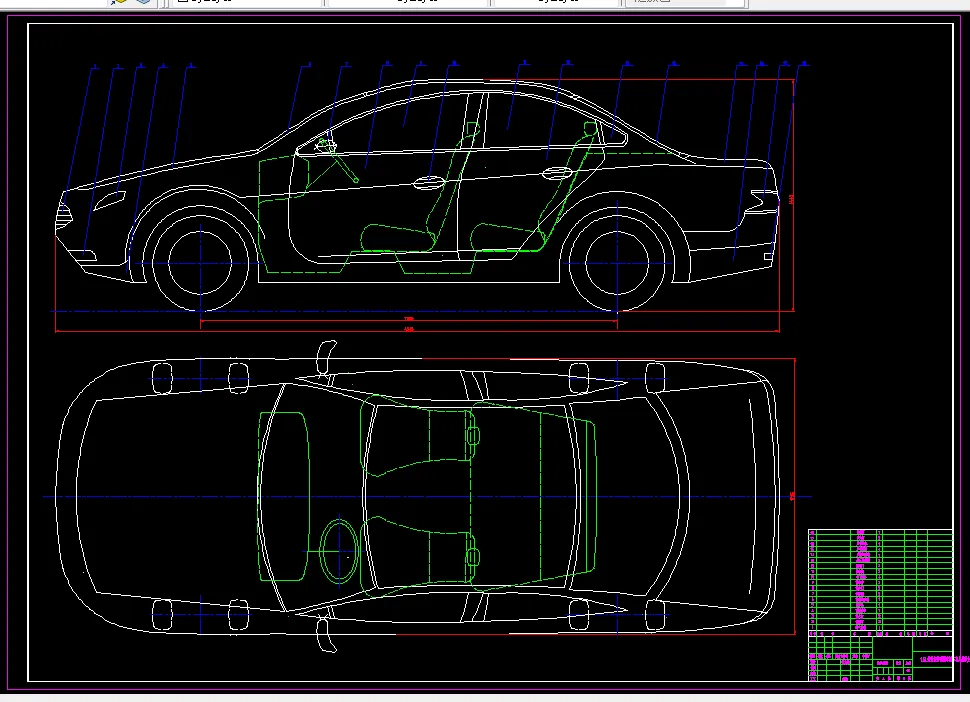 1.6L排量经济型轿车总体布局总成主视图