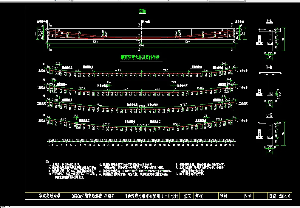 4-T梁预应力钢束布置图