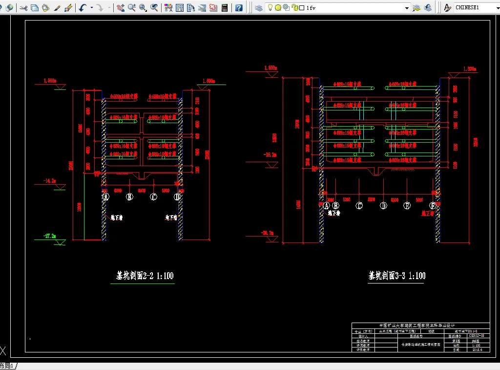 E862上海地铁1号线副线长安路站基坑围护结构与施工组织设计