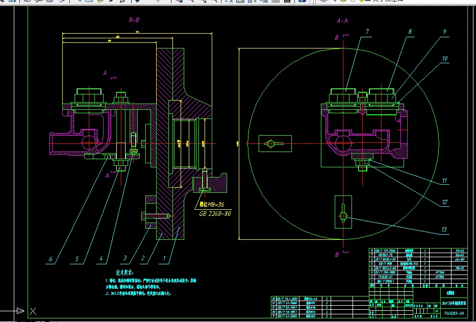 车∅38外圆装配图