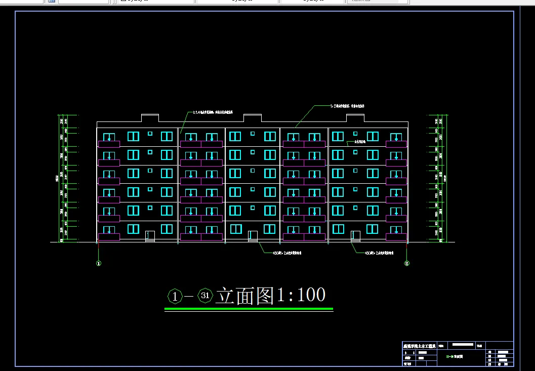 V261-某市六层小区框架住宅楼设计3600平米【三单元两户型】