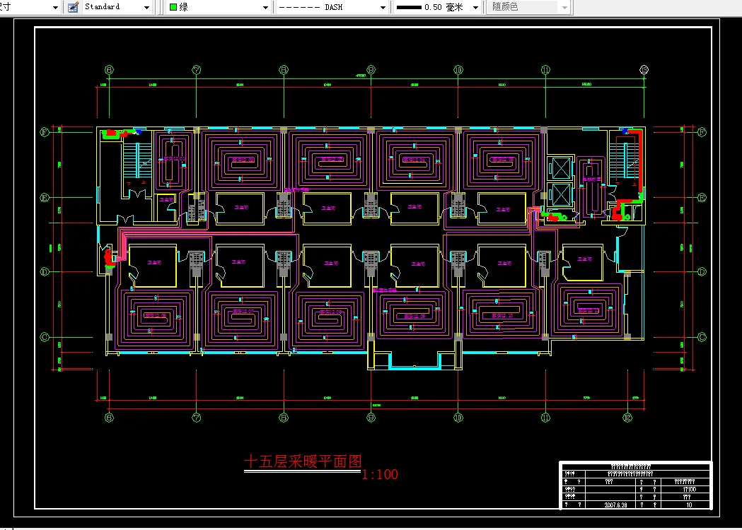 十五层采暖平面图