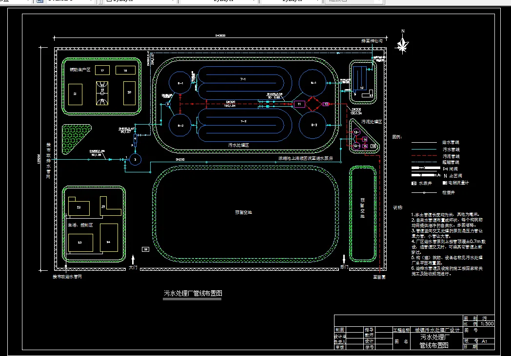 污水处理厂管线布置图