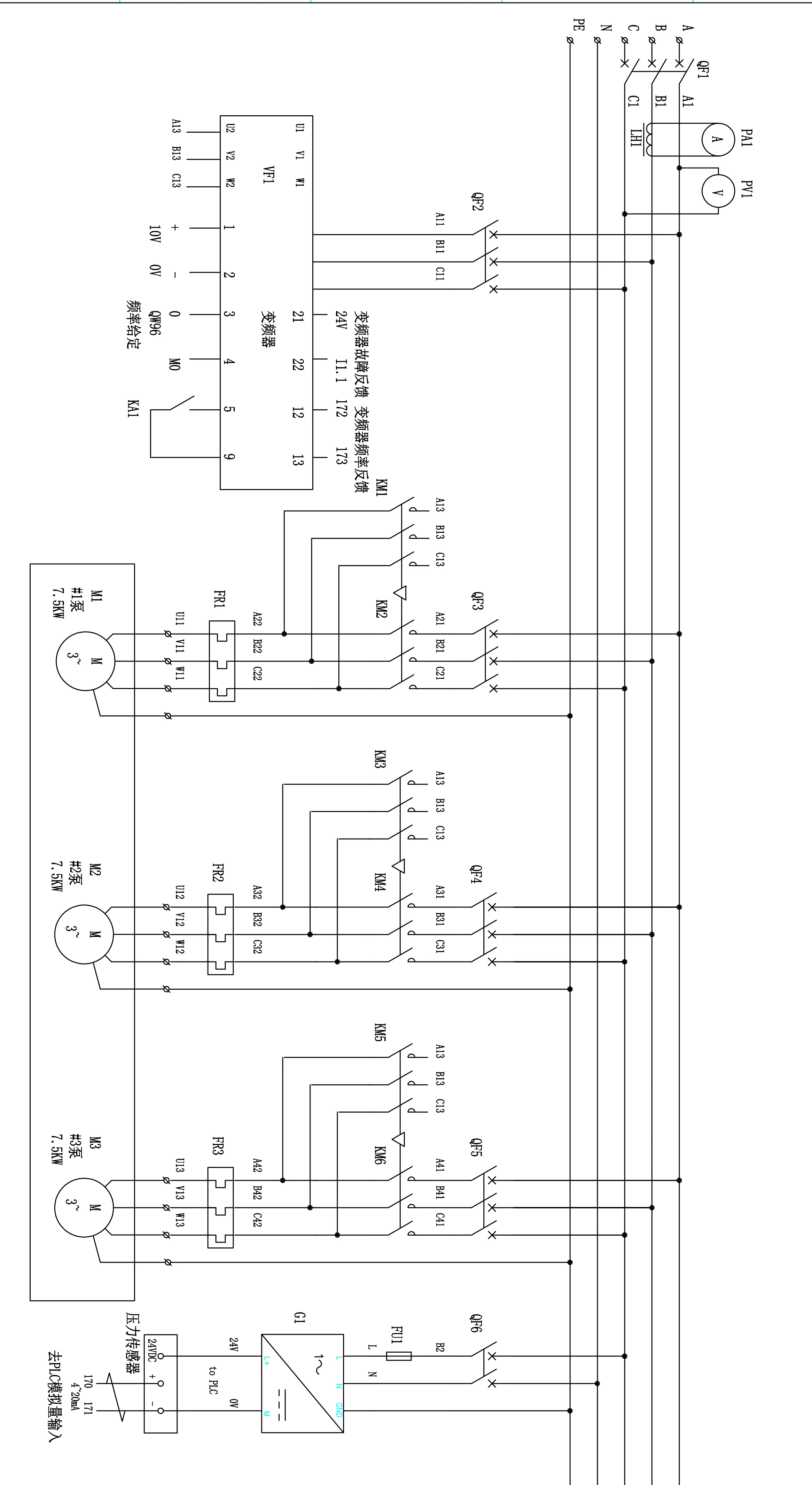 DY334-S7-1200 PLC博图程序恒压供水控制系统3泵变频三泵变频供水