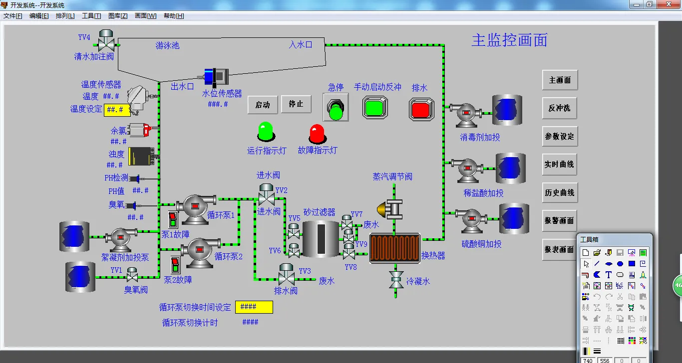 DY711-基于S7-200 PLC组态王组态游泳池控制系统的设计