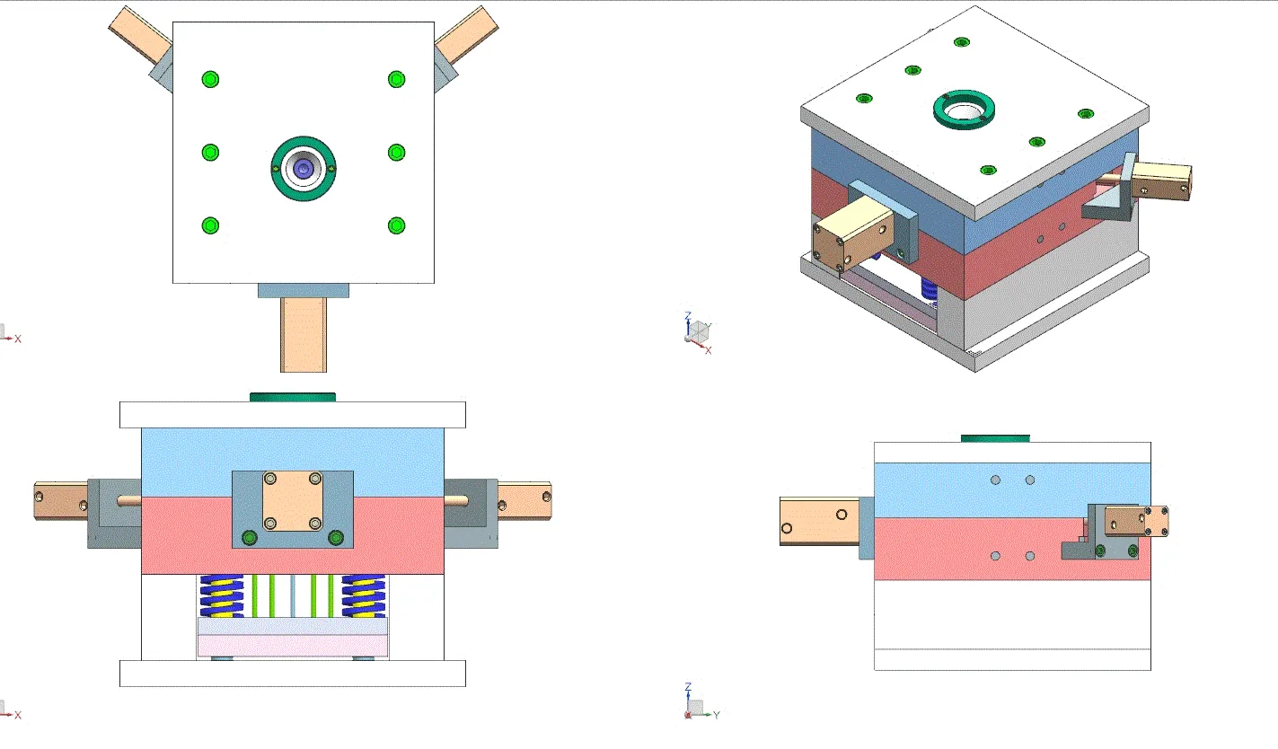 模具三维四视图