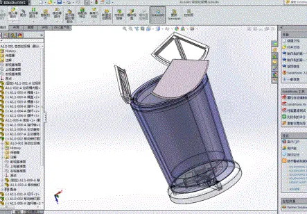 JJ2308-基于缩放机构的自动开合垃圾桶设计[含SW三维图]