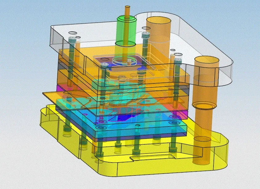 落料冲孔模装配三维图