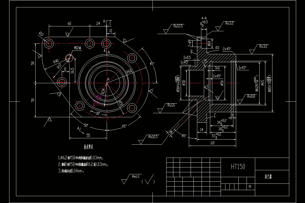 K2055-床头法兰盘加工工艺及钻M12螺纹孔夹具设计