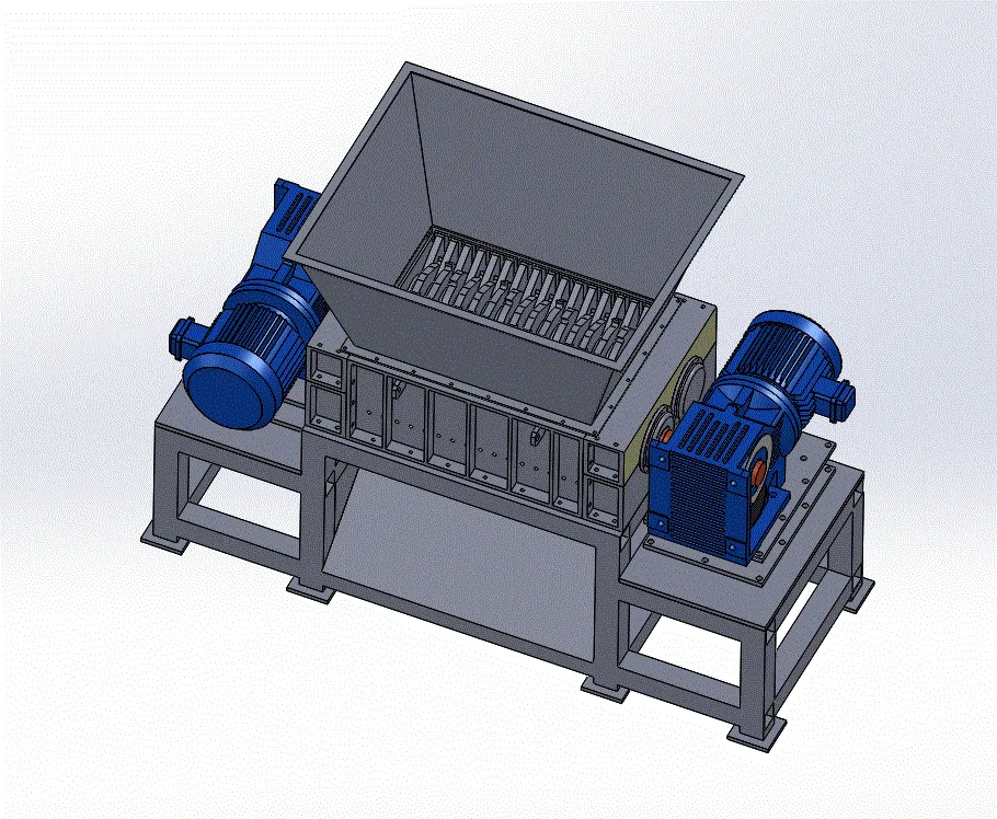 Z1077-生活垃圾细破机设计【双轴挤压破碎机-撕碎机】[含SW三维图]