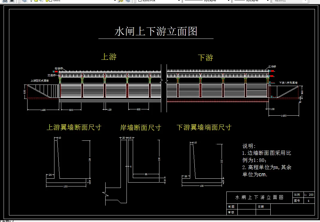 A3-水闸上下游立面图