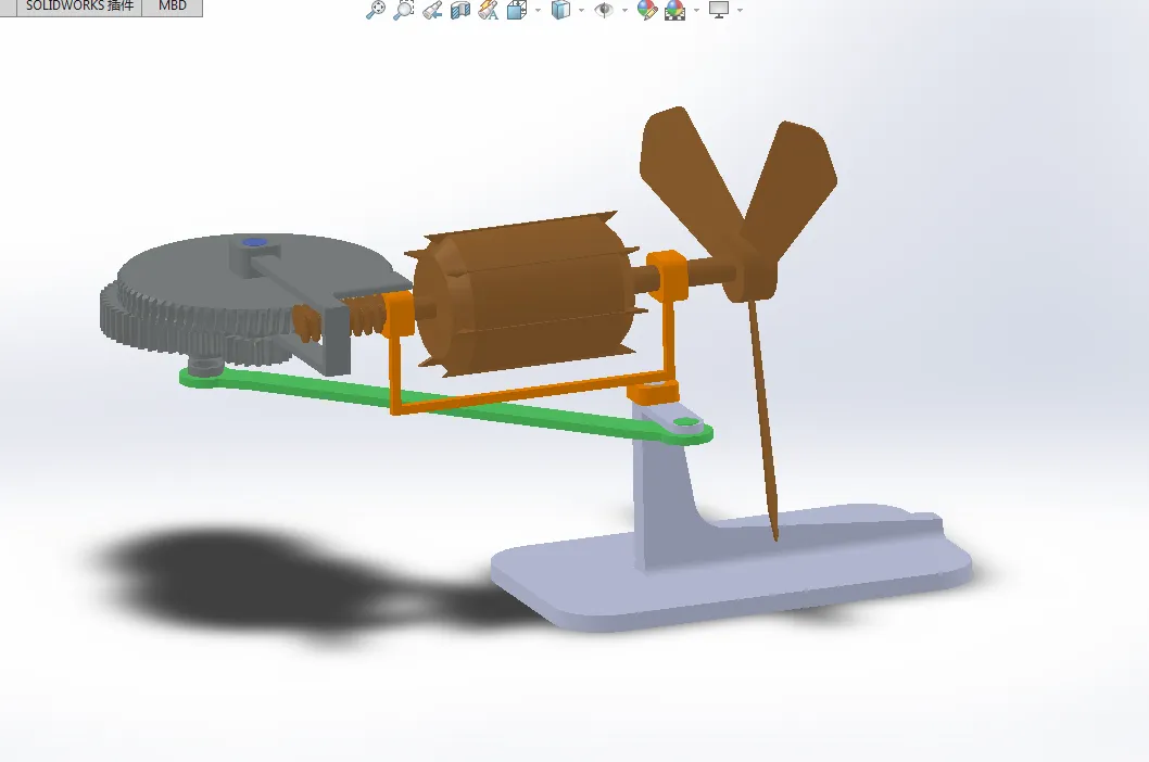 N921-台式电风扇摇头装置机构设计【含SW三维图ANSYS有限元及adams仿真】