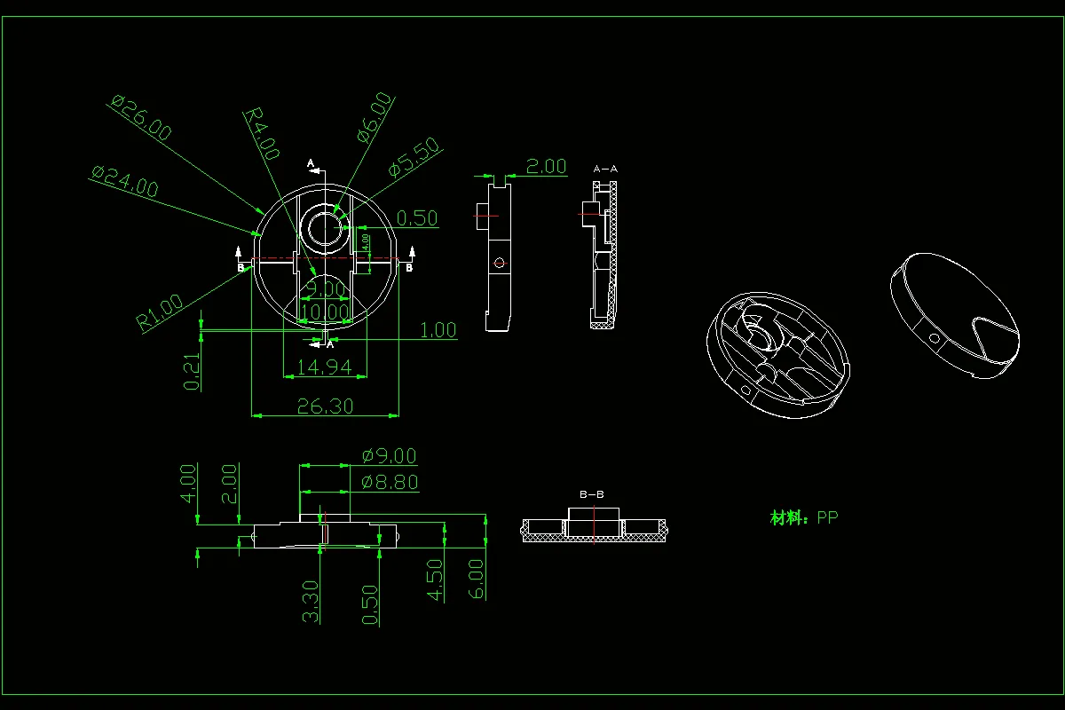 JJ3877-洗洁精瓶内盖注塑模设计