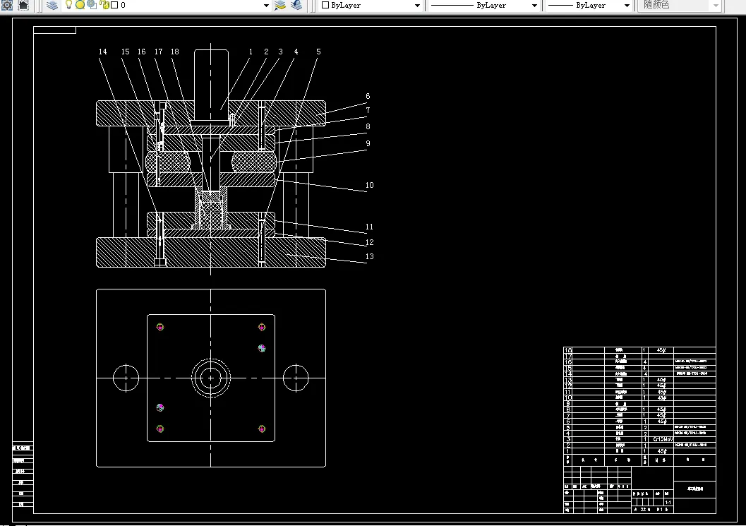 单工序拉深模装配图