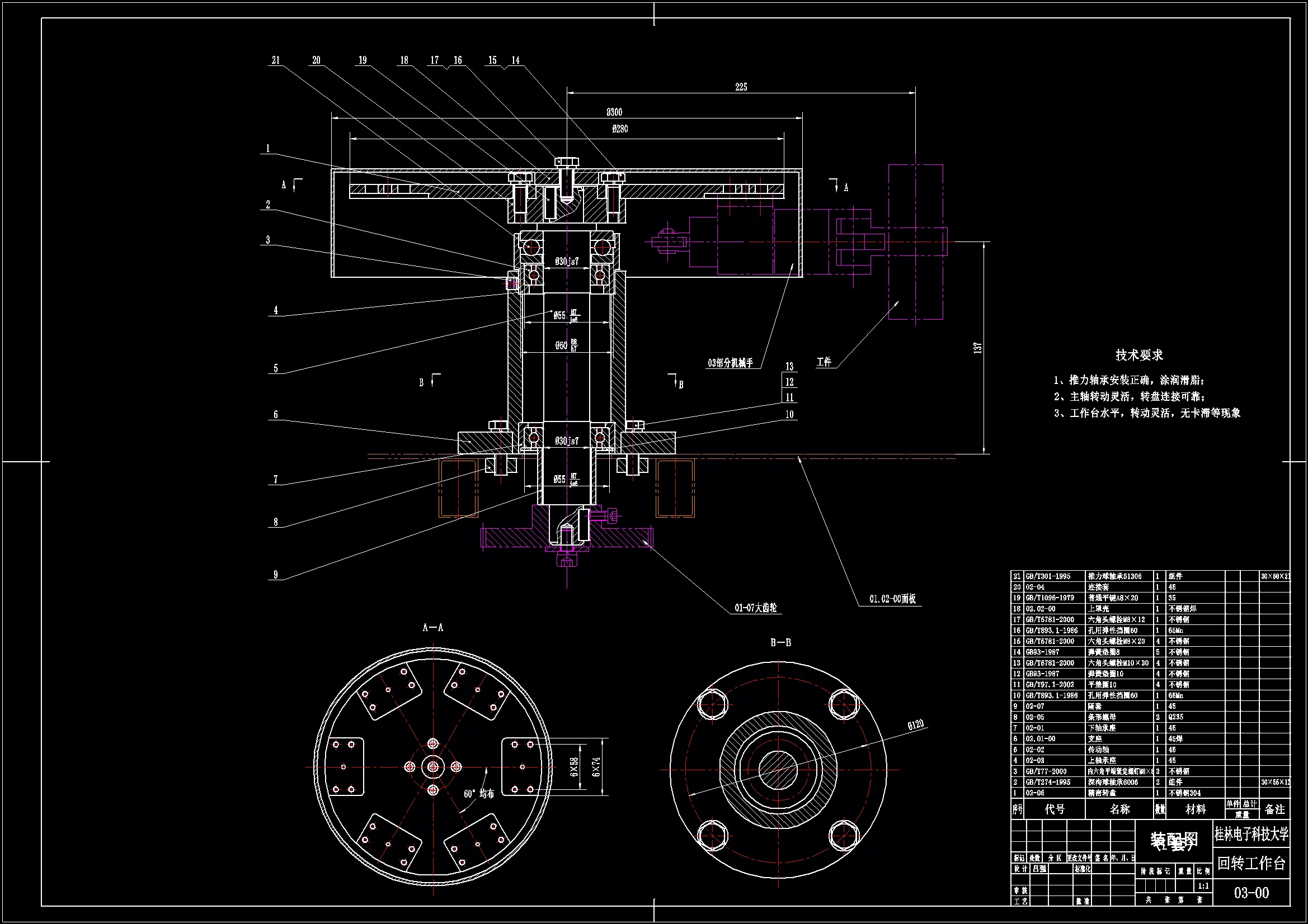 回转工作台装配图