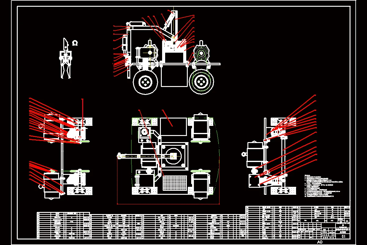 JJ7078-零转角轮式机器人底座机电传动结构设计