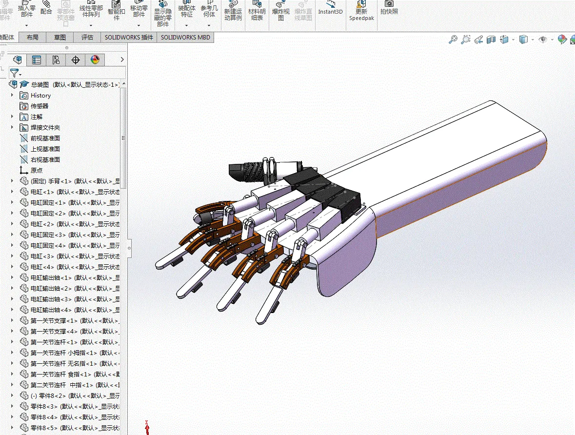 JJ7164-手指康复机械臂设计-康复机械手设计【含SW三维图】
