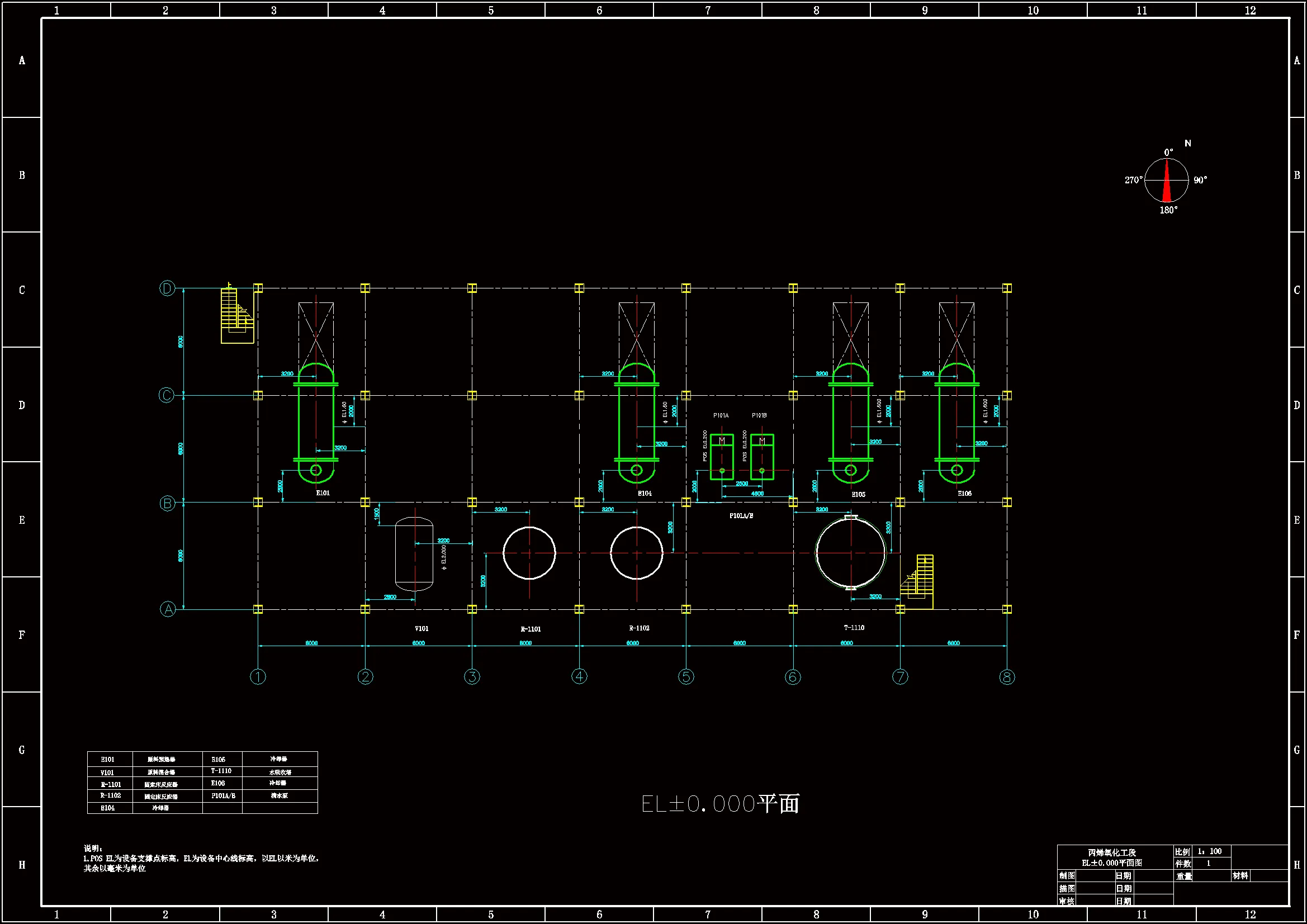 丙烯氧化工段EL±0.000平面图