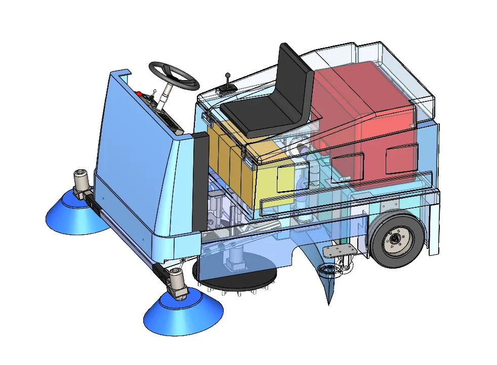 P867-自动洗地机结构设计-道路路面清洗车洒水车洗地车【含SW三维图】