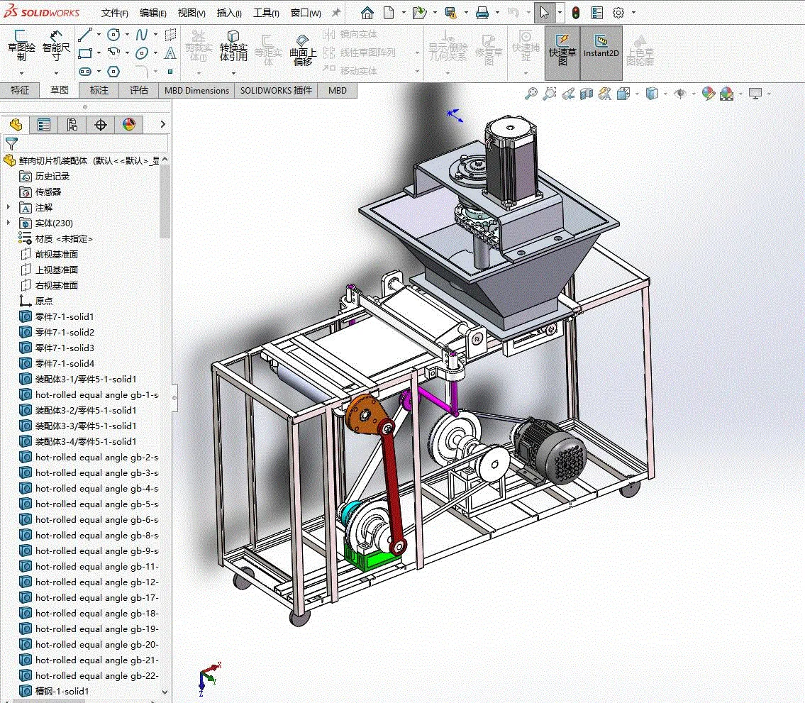 M1089-鲜肉切片机设计【含SW三维图】