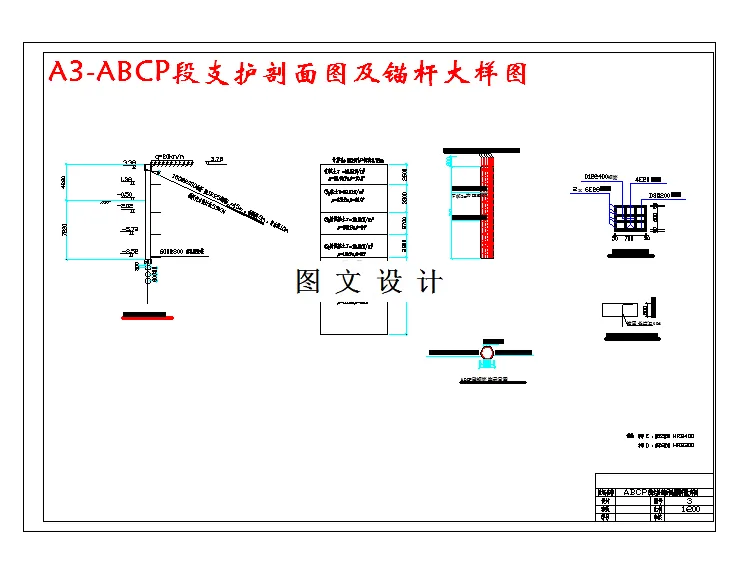 ABCP段支护剖面图及锚杆大样图