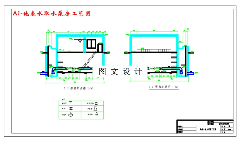 地表水取水泵房工艺剖面图