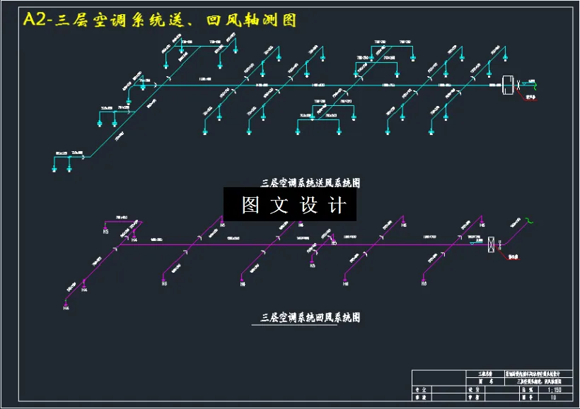 三层空调系统送、回风轴测图