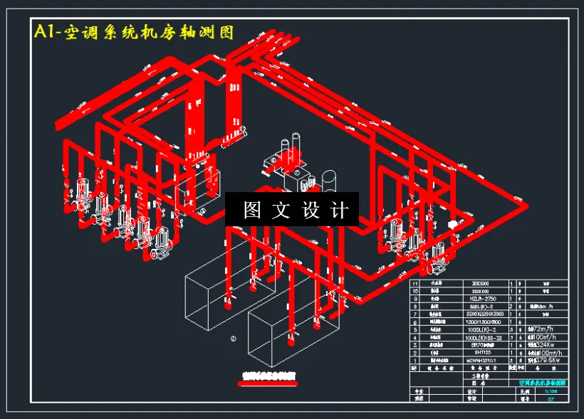 空调系统机房轴测图