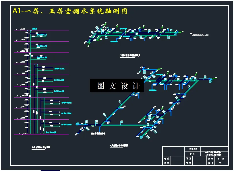 一层、五层空调水系统轴测图