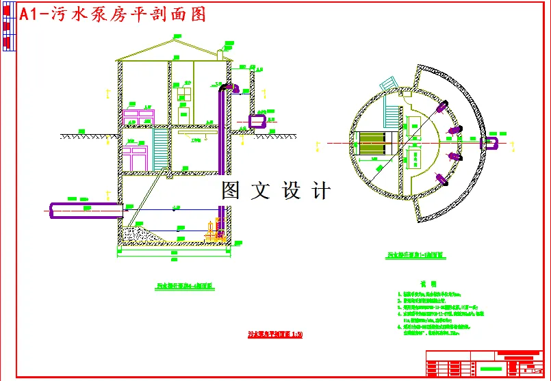 污水泵房平剖面图
