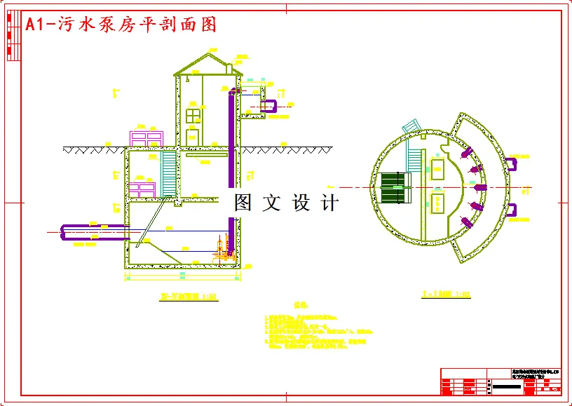 污水泵房平剖面图