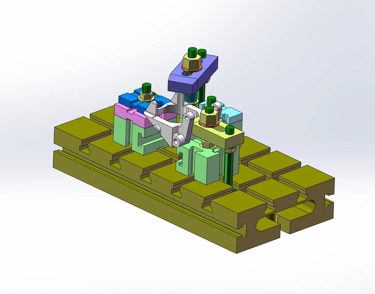 铣底端面夹具三维装配图
