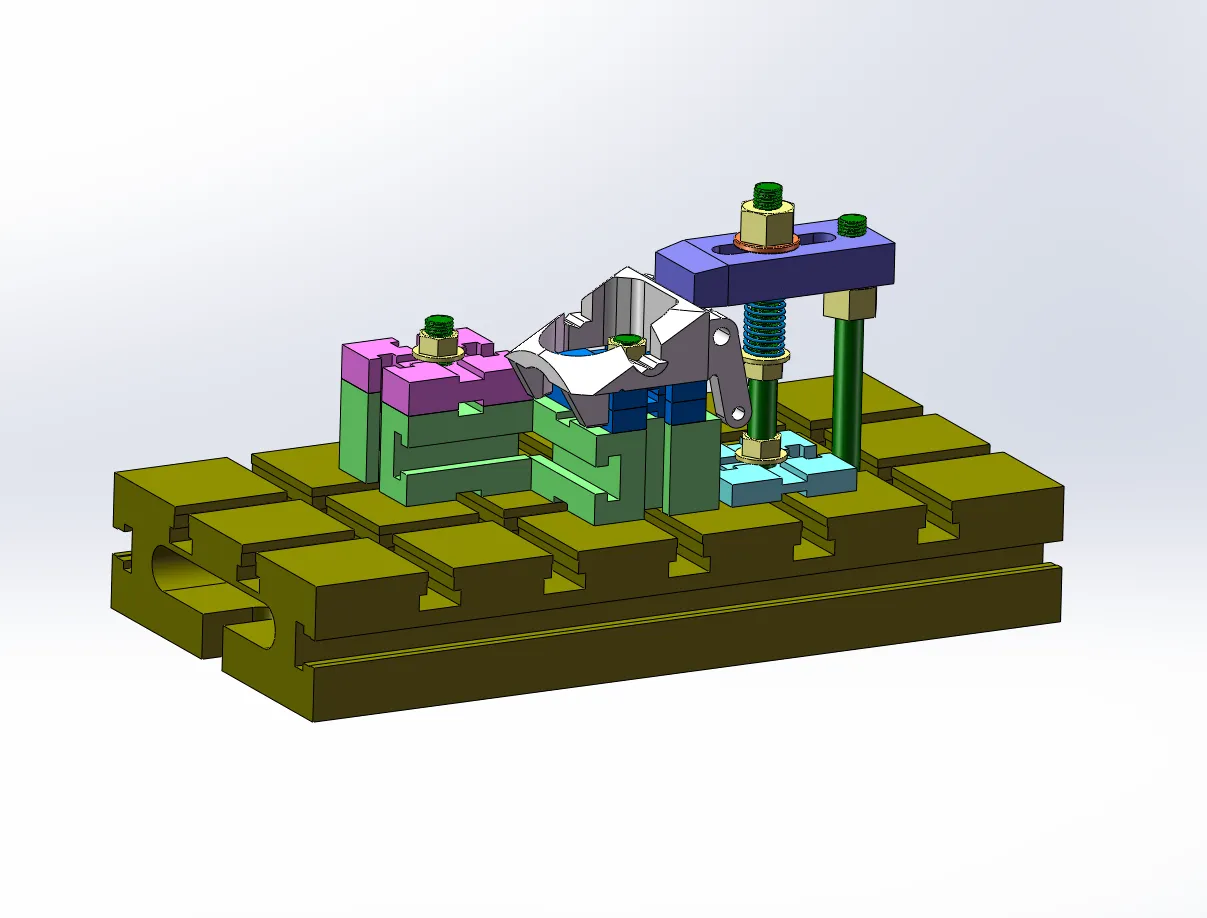 铣内孔前端与侧面夹具三维装配图