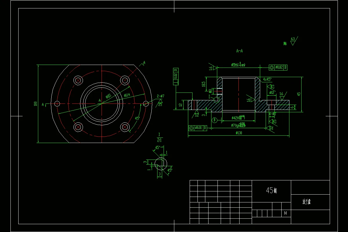 M7629-法兰盘零件加工工艺及钻M8螺纹孔夹具设计