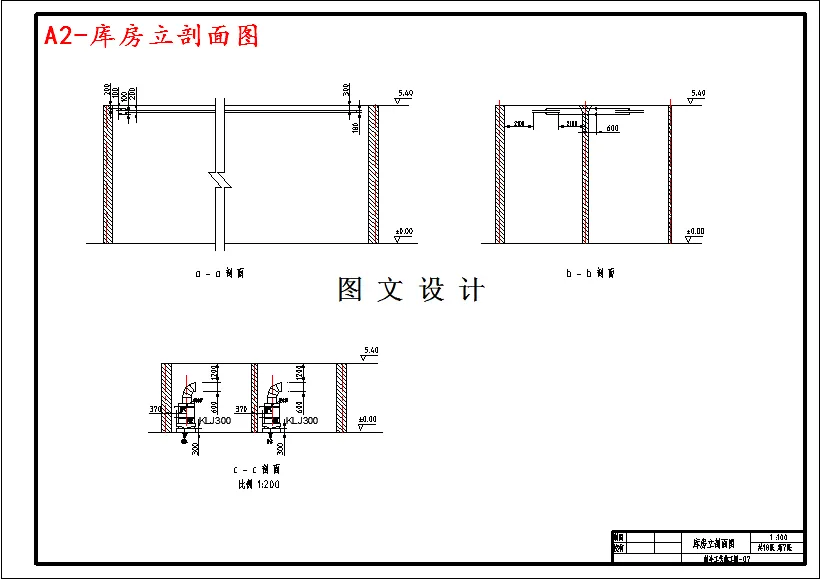 库房立剖面图