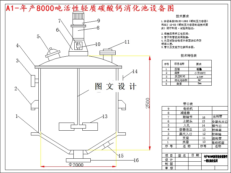 M3974-年产8000吨活性轻质碳酸钙消化池的设计