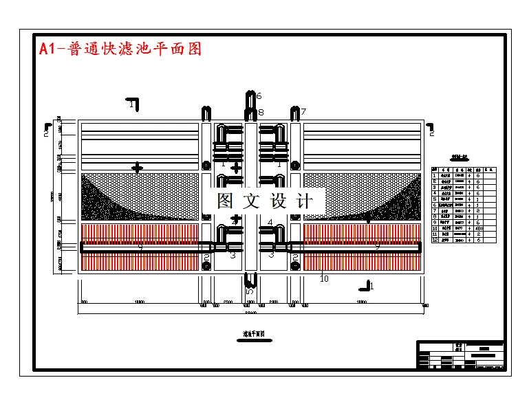 普通快滤池平面图