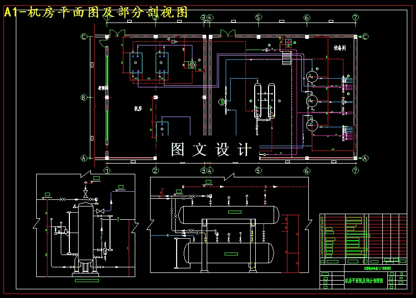 机房平面图及部分剖视图