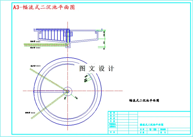 幅流式二沉池平面图