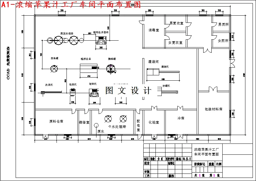 浓缩苹果汁工厂车间平面布置图