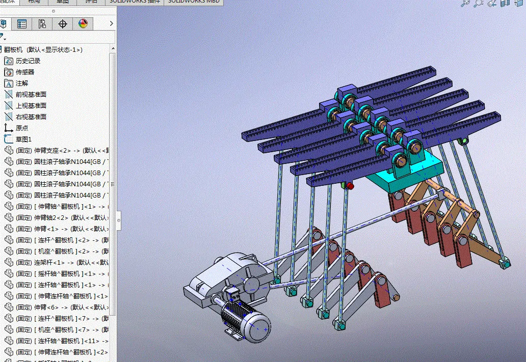 N3694-钢坯火焰清理机中的翻板机构设计【含SW三维图】