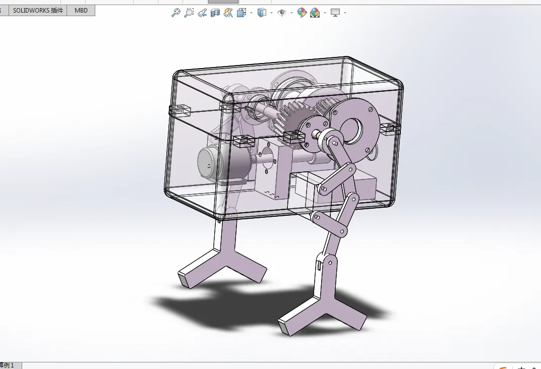 Z1005-一种蜗杆传动式单电机双足机器人的设计【含SW三维图】