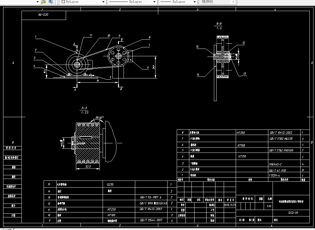 电动机驱动鼓风机的V带传动