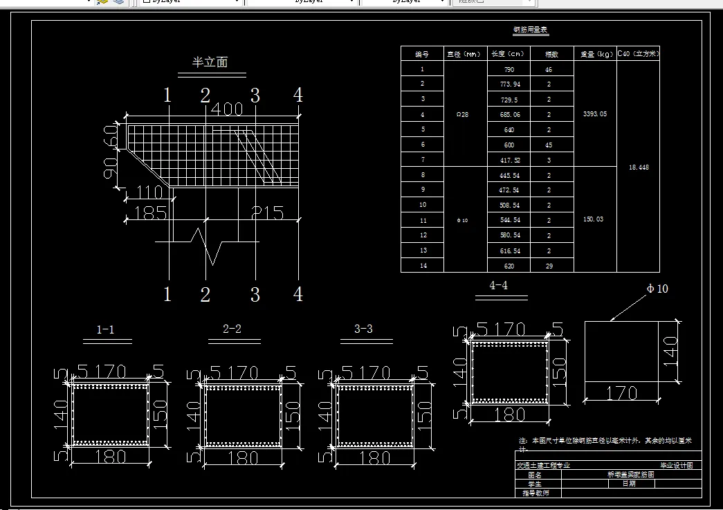桥墩盖梁配筋图