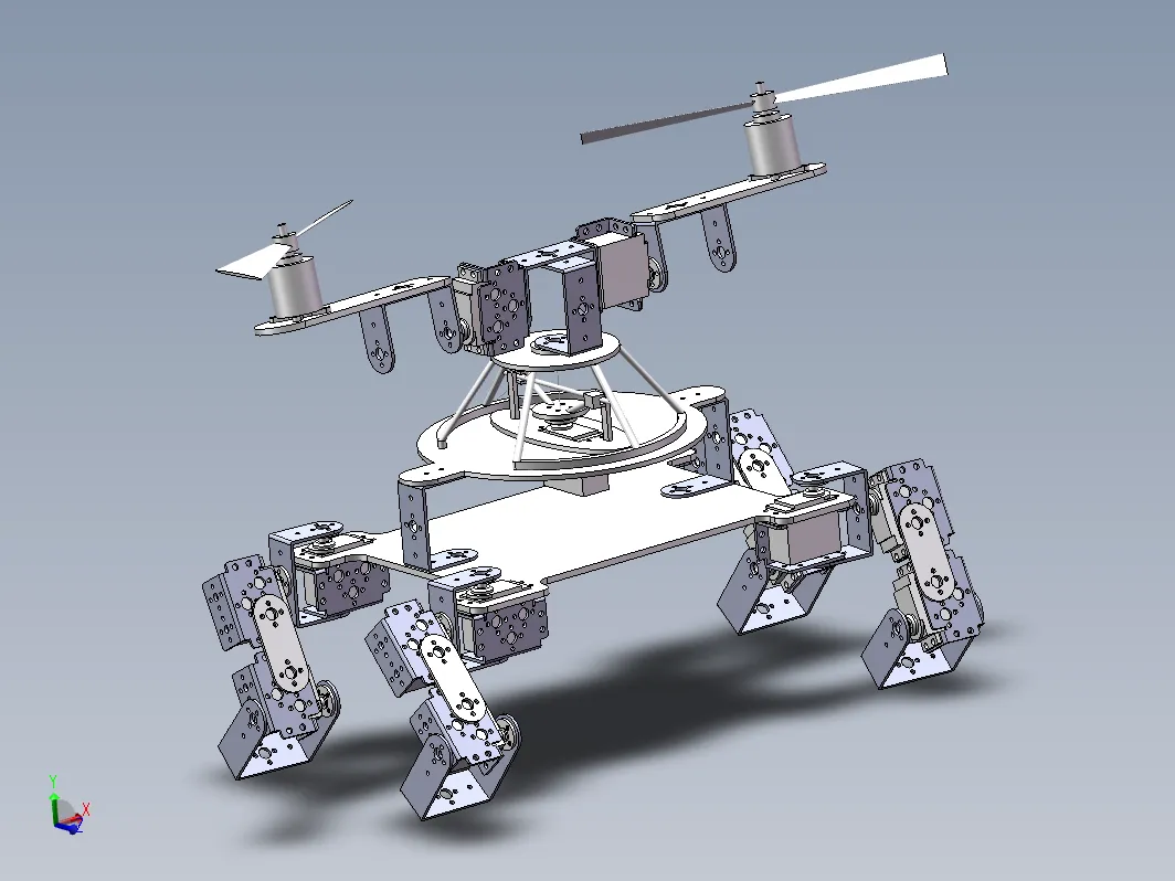 Z1909-四足飞行陆空两栖机器人设计【含SW三维图】